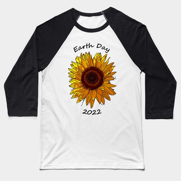 Earth Day 2022 Sunflower Baseball T-Shirt by ellenhenryart